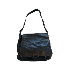 FRYE Black Leather Crossbody Messenger Bag Adjustable Strap Gorgeous Luxury EUC